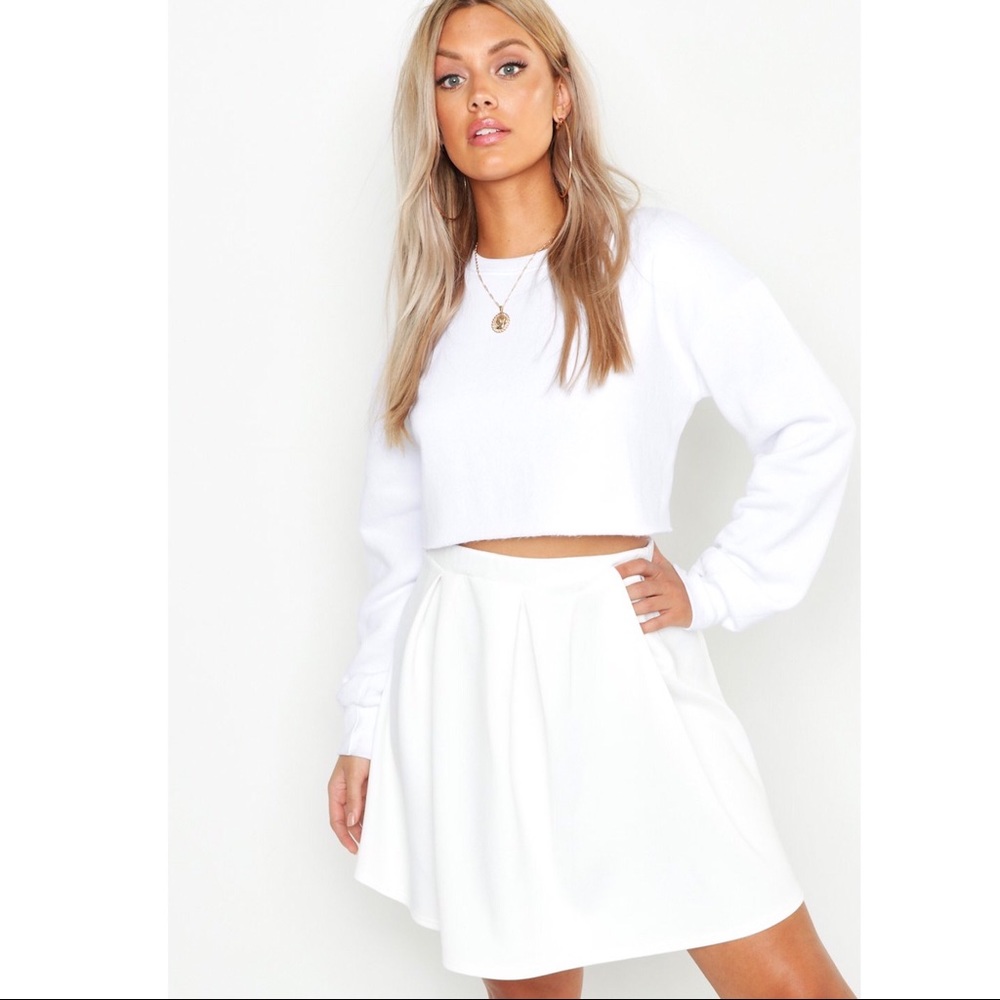 White mini skater skirt